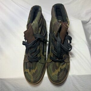 Vans Camouflage High-Top Sneakers in Green and Brown